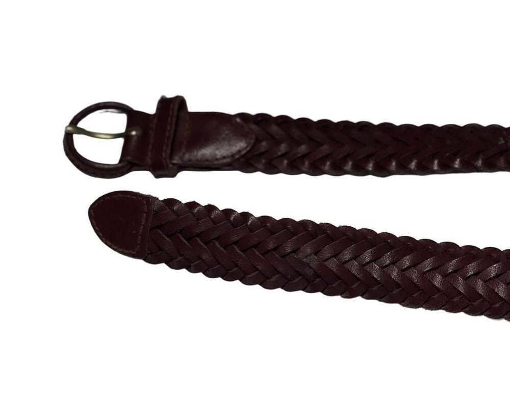 Vintage Surrey Brown Braided Split Cowhide Leather Belt Size XL